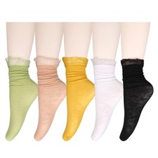 Benefeet Sox Womens Lace Socks Girls One Size, 5 Pack-solid Color Floral