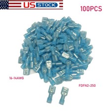 100PCS Female Insulated Wire Terminal Blue 16-14 AWG Quick Disconnect Connectors