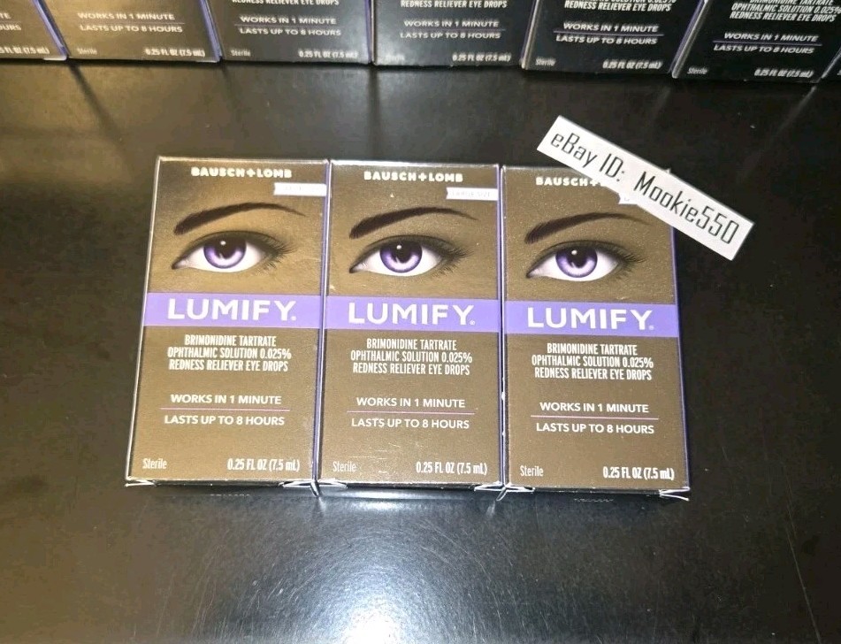 EXP 08/2027+! 3 Box Lot LARGE LUMIFY 0.25 oz (7.5mL) Redness