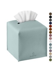 Tissue Box Cover Square PU Leather Tissue Box Holder 5X5X5'',Single Sky Blue New