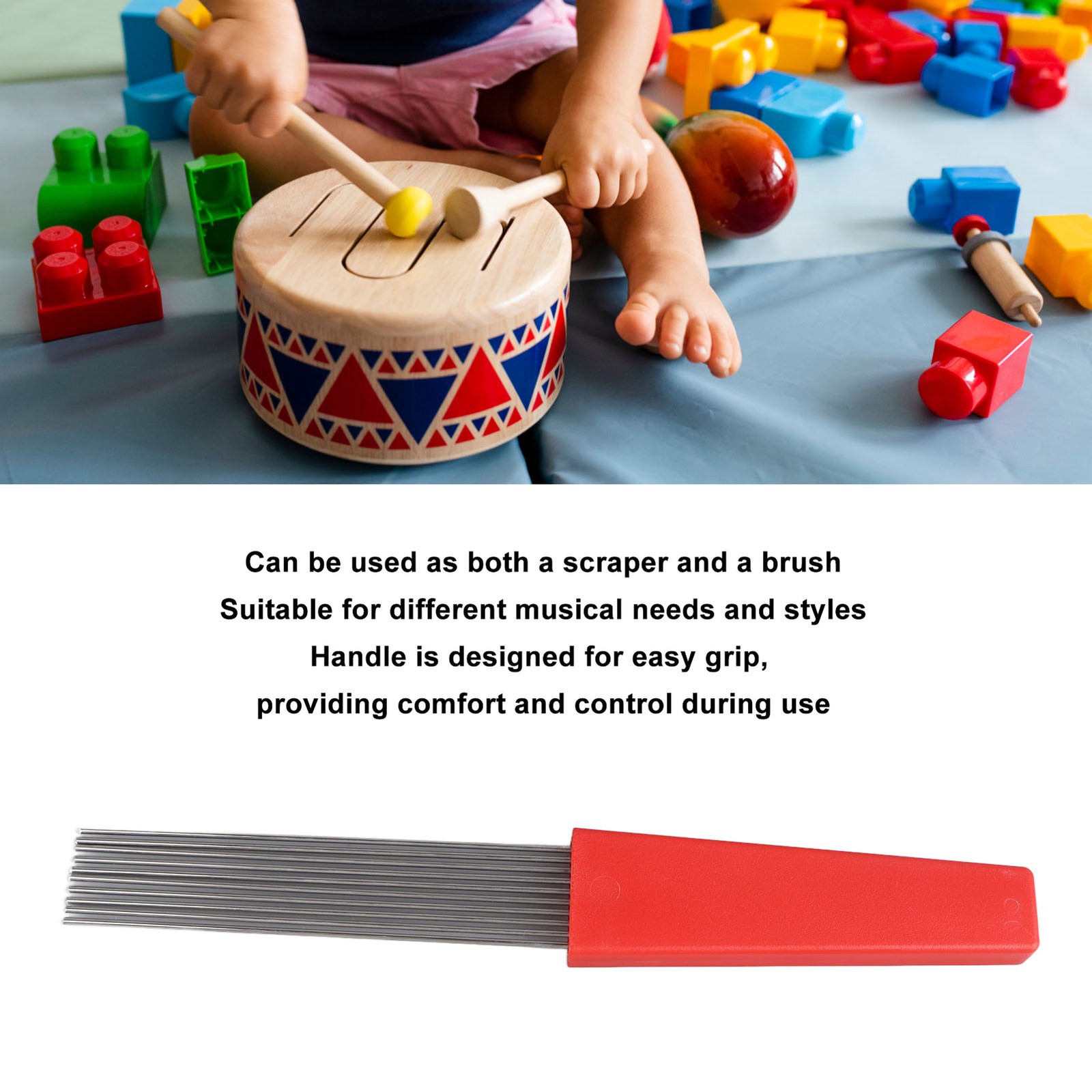 Guiro Brush Stainless Steel Multipurpose Hand Percussion Instrument S