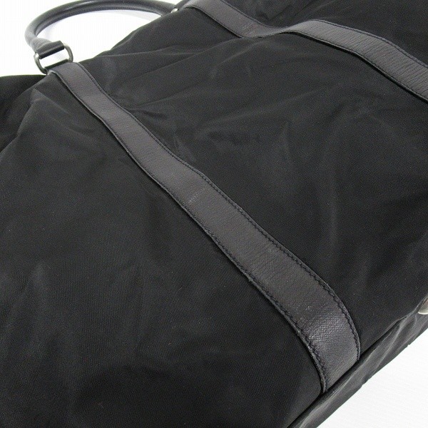 anb PRADA Boston Bag Travel Bag Black Nylon Leather Simple Made in Italy 837219 thumbnail 10