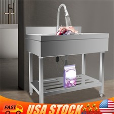 1 Compartment Commercial Kitchen Sink Stainless Steel Large Bowl Utility Sink US