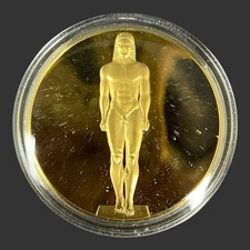 Art Treasures of Ancient Greece-Kouros From Anavyssos Gold Plated Bronze Medal
