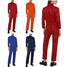 Women Long Sleeves Mechanic Coveralls Jumpsuit Cotton Multiple Pockets Workwear