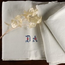 Lenzuolo in Lino Grezzo Cifrato XX Secolo Italia Originale