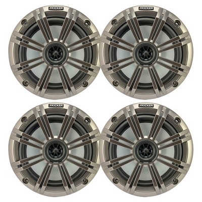 #ad #ad Kicker 6.5quot; 195 Watt Max Marine Boat Audio Speakers Qty 4 w Silver Grilles $210.49