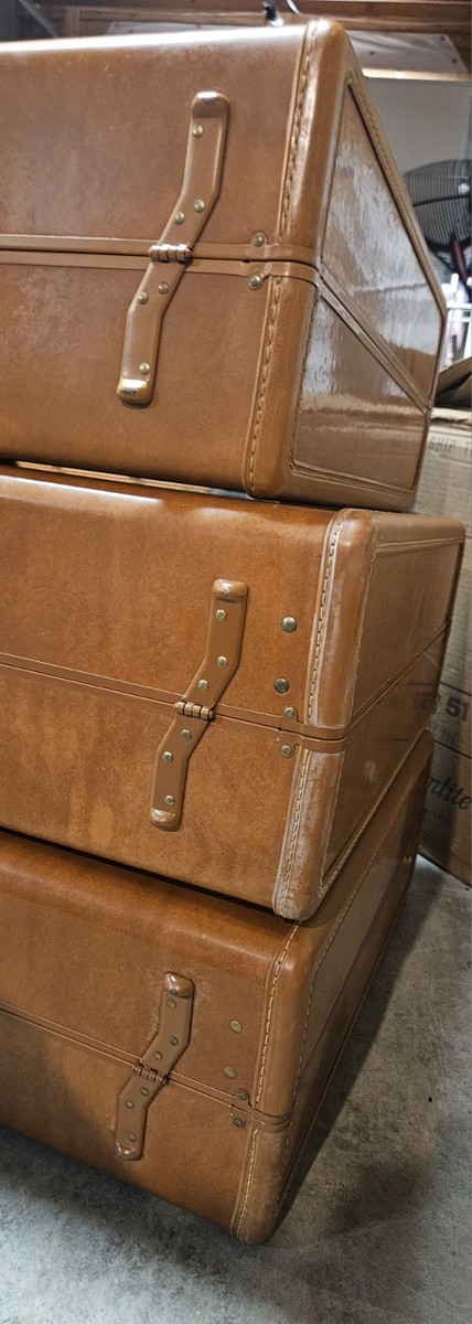 Samsonite Vintage Streamlite Suitcases Luggage Saddle Tan (3) W