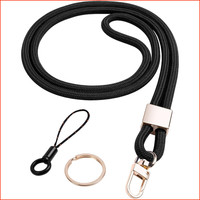 SchlüSselband Nylon Lanyard Schwarz Mit Karabiner Drehbarem Metallclip 1 StüCk
