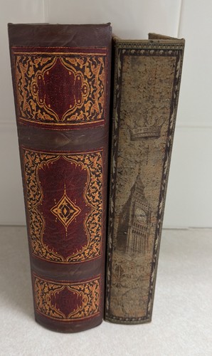 Set of 2 Decorative Faux Book Storage Boxes – Vintage Style Hidden Compartments