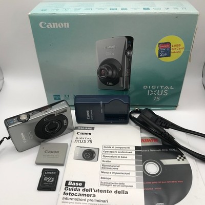 Canon PowerShot SD750 IXUS 75 7.1MP Digital Camera Silver Tested + Box, Charger