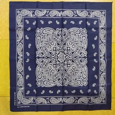 Vintage Blue Bandana 100% Cotton Fast Color RN 13962 Western 22" 2 Pk