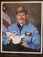 SHERWOOD C. "WOODY" SPRING STS-61-B SHUTTLE ASTRONAUT SIGNED LITHO PHOTO 6/7/84