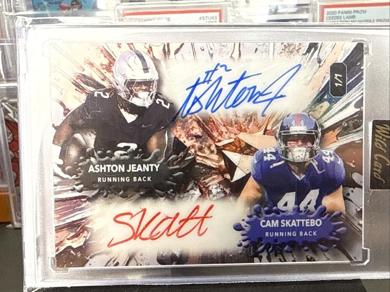 Ashton Jeanty / Cam Skattebo 1/1 Double Splat Auto (RC/AU) One Of One!