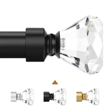 Knobelite 1 Pack Black 1 Inch Diameter Curtain Rods for Windows, Adjustable D...