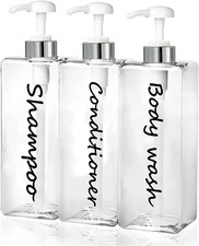 21Oz Shampoo Dispenser - Refillable Shampoo and Conditioner Bottles (Clear, Set