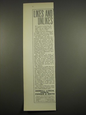 1961 Merril, Lynch, Pierce, Fenner & Smith Ad - Likes and unlikes