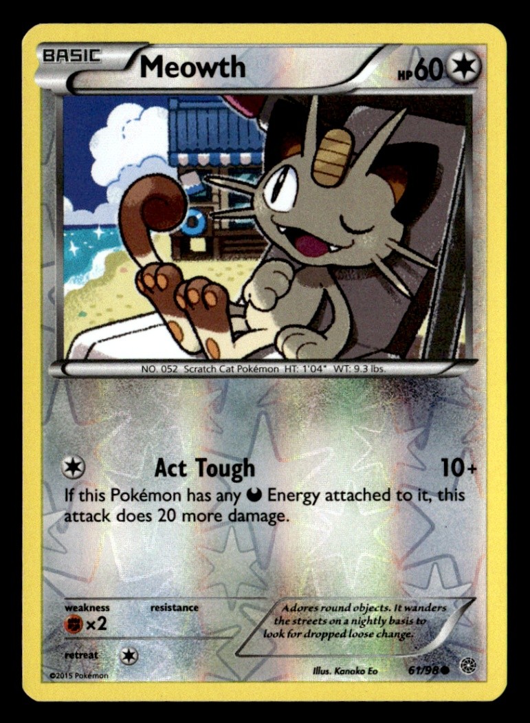 Meowth Common Reverse Holo XY - Ancient Origins 61/98 LP Pokémon TCG
