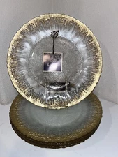 4-NWT RUFOLO GLASS GOLD BRUSHSTROKE DESIGN GLASS CHARGER PLATE SET 