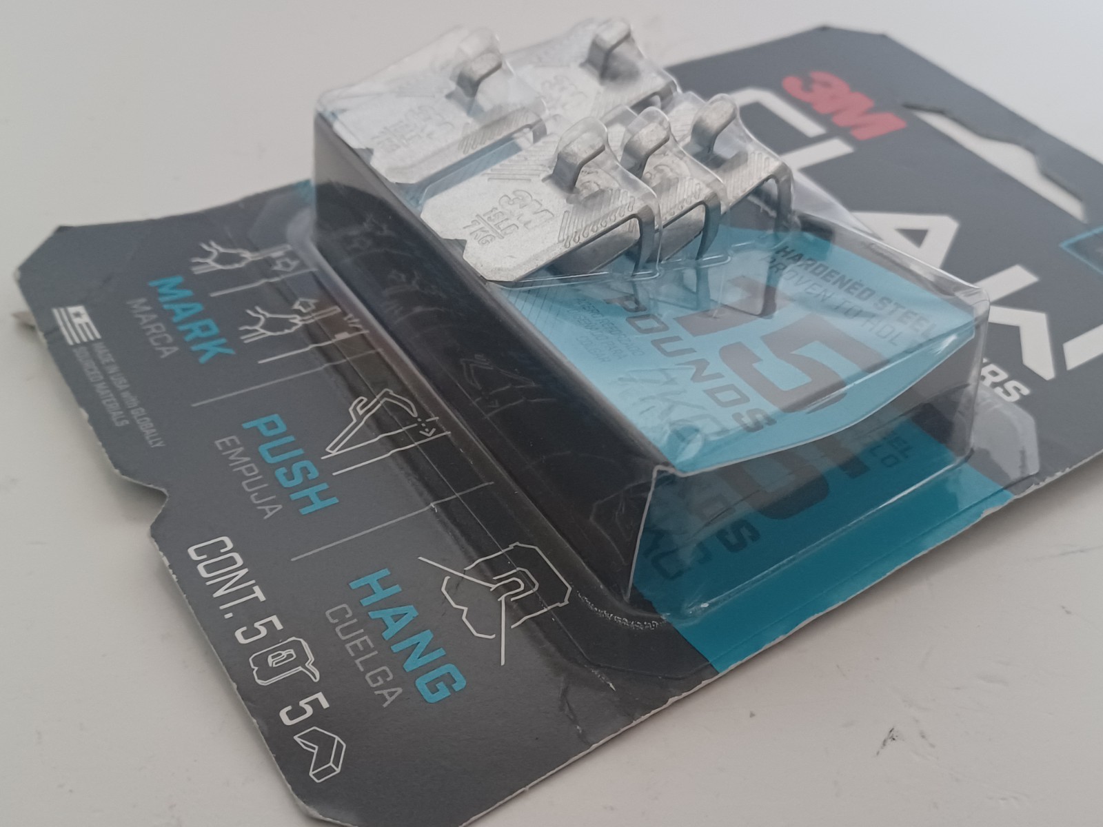 3M CLAW Drywall Picture Hanger Wall Hook 15lb Pack of 5 No Tools Needed