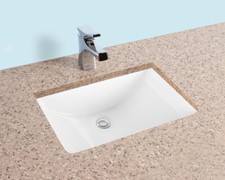 Fiore 21x15 Rectangle Undermount Bathroom Sink, Vitreous Ceramic Lavatory White