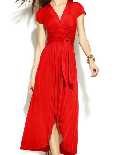 Low Faux Wrap Maxi Dress Red Blaze 