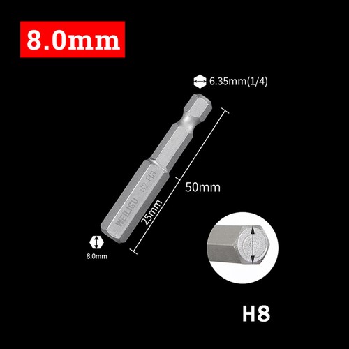 1/4" Hex Bits H0.9 H1.3 H3.4 H1.5 H2 H2.5 H3 H4 H5 H6 H8 H10 H12 Screwdriver Bit - Picture 17 of 20