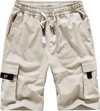 Men's Cargo Shorts Relaxed Fit Elastic Waist Drawstring Cotton Big and Tall