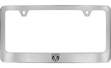 Dodge Ram Black Imprint Chrome Plated Brass Metal License Plate Frame Holder Dodge Ram Black Imprint Chrome Plated Brass Metal License Plate Frame Holder
