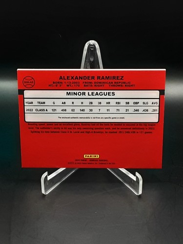 2023 Panini Donruss - Retro 1990 Materiali Alex Ramirez #90M-AR (MEM, RC) - Foto 2 di 2