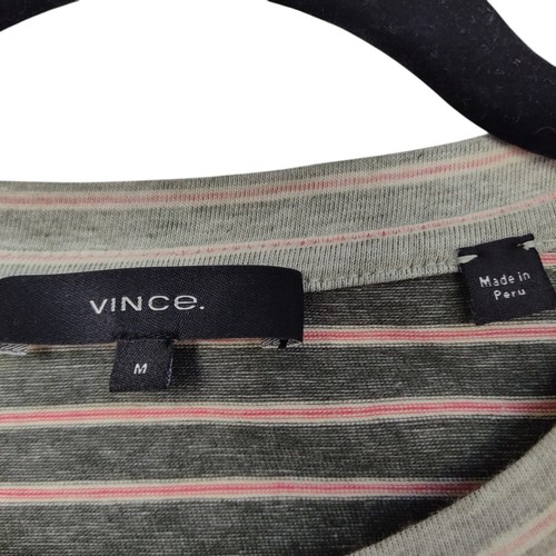 VINCE Striped T-Shirt Men's Size Medium Cotton Crewneck Tee Gray Cotton