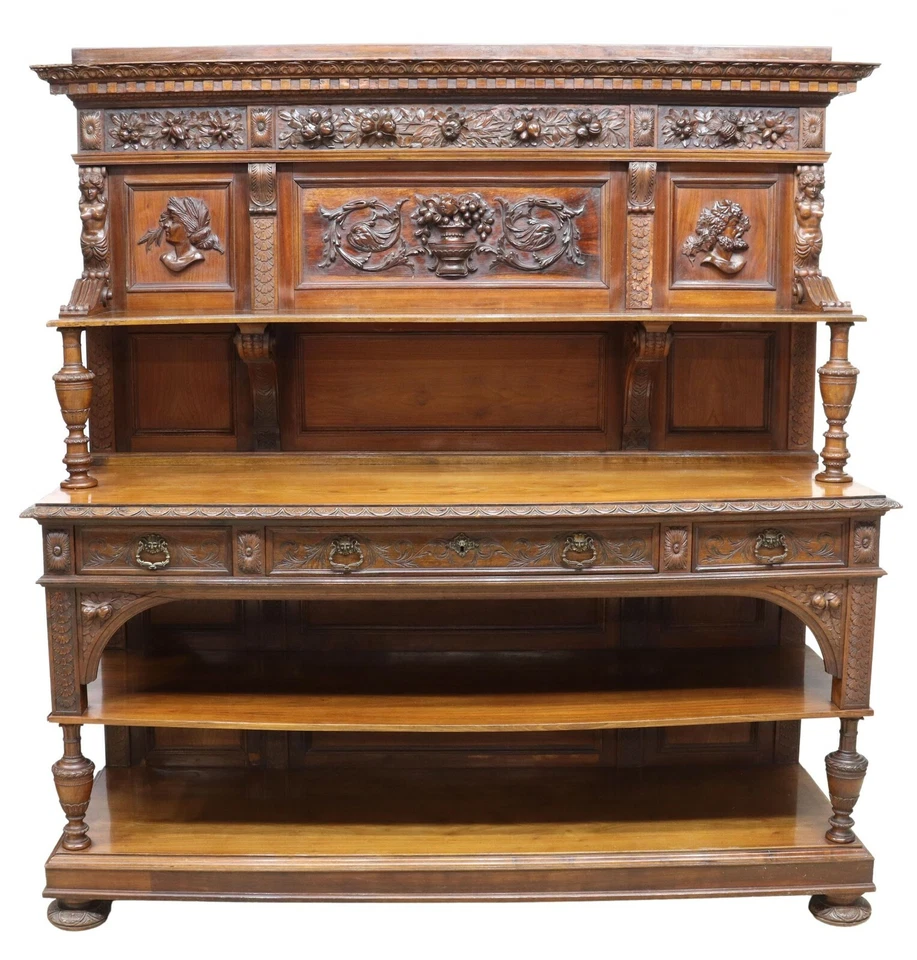 Aparador antiguo, gran renacimiento renacentista bien tallado, principios de 1900, ¡hermoso! Foto 2 de 4