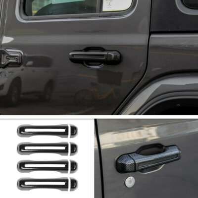 For Jeep 2020 2021 Gladiator JT ABS Carbon Fiber Door Handle Decor Cover Trim 8P