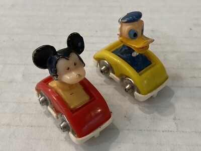 Disney 1960s Mickey Mouse & Donald Duck Race Car Driver W/ Metal