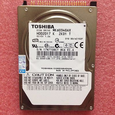 Toshiba MK6034GAX 60G 60 GB Internal 5400 RPM 2.5'' IDE Hard Drive For Laptop HDD