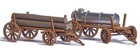 Busch Zwei Holzwagen Bausatz (1386) Spur H0 1:87 Echt-Holz-Bausatz Neu & Ovp