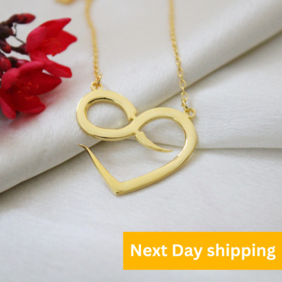 Gold Infinity Heart Necklace, Valentines day gift, Handmade Jewelry, Great Gift