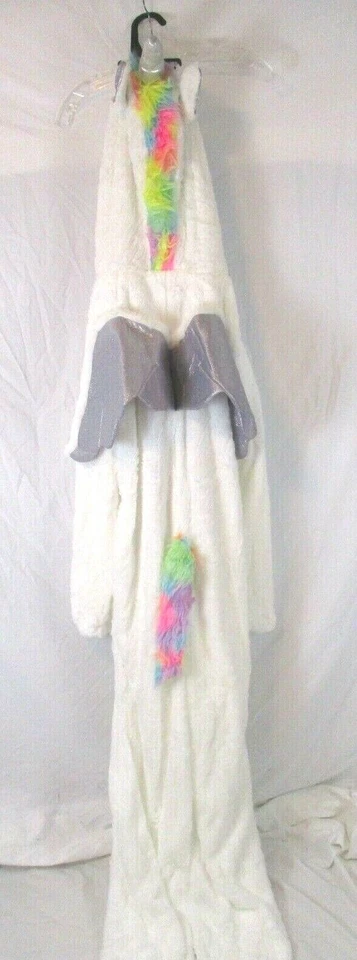 Disfraz de felpa unicornio con capucha talla adulto mediano Hyde and Eek Halloween blanco HW6 Foto 3 de 4