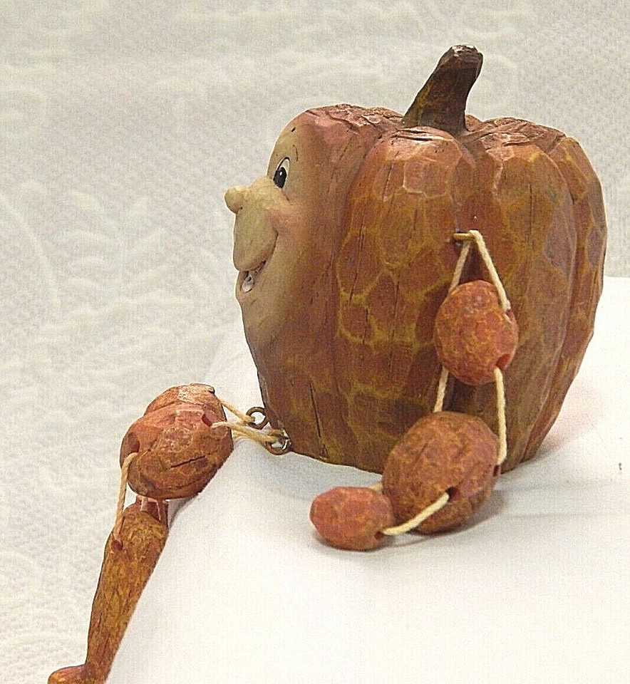 Vintage Vegetable Shelf Sitter Anthropomorphic Resin Figure Pumpkin