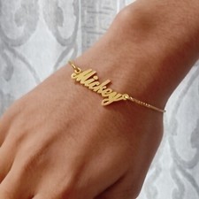 Gold Plated Handmade Personalized Name Bracelet with ANY NAME of your own choice