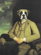 Boxer "Uncropped" - CUSTOM MATTED - Vintage Dog Art Print - Poncelet 0810