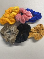 6 PACK Velvet Hair Scrunchies Scrunchy Stretchy Hair Ties Colored as Pictured 
