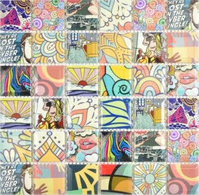 Bunte Retro Style Mosaikfliesen POP UP ART Design Küchenrückwand MODERN ART M ..