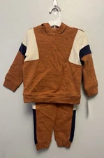 Cat & Jack Boys 2 Piece Hooded Orange Jogging Suit Size 3T
