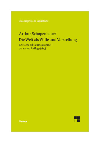 Die Welt Als Wille Und Vorstellung Von Arthur Schopenhauer