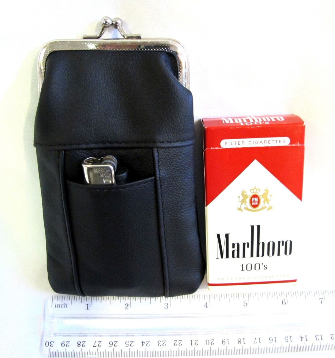 100's 120's 100% Genuine Leather Cigarette Case Lighter Pocket