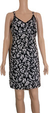 Unbranded Black & White Floral Laced V-Neck Slip Dress Size M