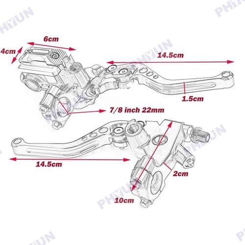 Motorcycle 7/8'' CNC Brake Clutch Master Cylinder Lever Set Reservoir Universal - Picture 6 of 6