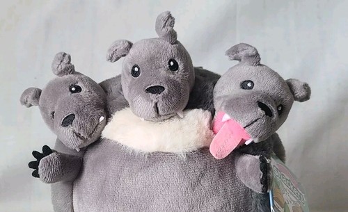 New SnuggleMi Snackers Squishable Cerberus Gray 3 Headed Dog Plush Toy Orig Tag - Picture 2 of 13