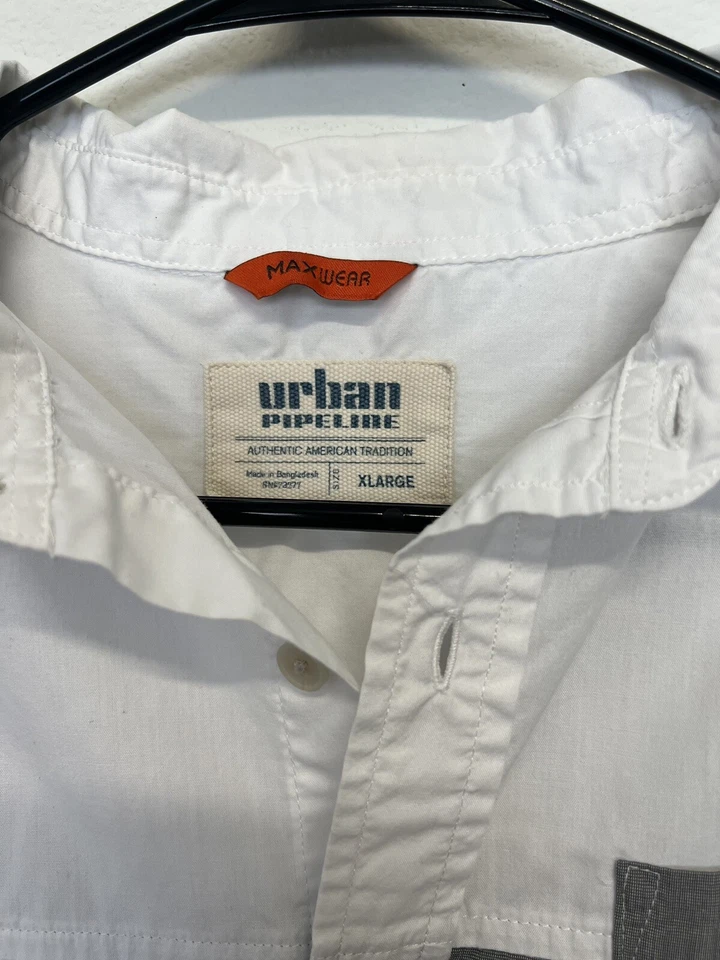 Camisa Urban Pipeline masculina cinza e branco color block manga curta botão para cima GG - Imagem 2 de 4